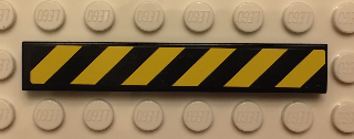 Tile 1 x 6 with Black and Yellow Danger Stripes Thin Pattern (Sticker) - Set 60059