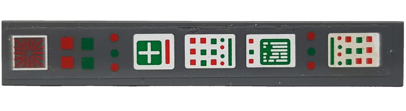 Tile 1 x 6 with Control Panel with Red and Green Lamps Pattern (Sticker) - Set 70816