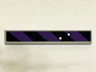 Tile 1 x 6 with Black and Dark Purple Danger Stripes and 2 Bullet Holes Pattern (Sticker) - Set 6864