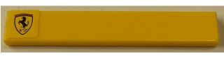 Tile 1 x 6 with Ferrari Logo on Yellow Background Pattern Left (Sticker) - Set 8143