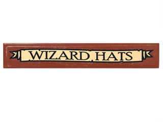 Tile 1 x 6 with 'WIZARD HATS' Sign Pattern (Sticker) - Set 10217