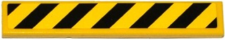 Tile 1 x 6 with Black and Yellow Danger Stripes Pattern (Sticker) - Set 75919