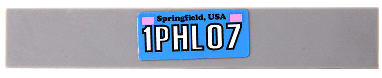 Tile 1 x 6 with Blue 'Springfield, USA' and '1PHL07' Pattern (Sticker) - Set 71006
