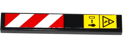 Tile 1 x 6 with Warning Signs and Red and White Danger Stripes Pattern Model Left Side (Sticker) - Set 42053