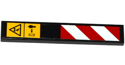 Tile 1 x 6 with Warning Signs and Red and White Danger Stripes Pattern Model Right Side (Sticker) - Set 42053