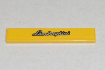 Tile 1 x 6 with Silver 'Lamborghini' on Yellow Background Pattern (Sticker) - Set 8169