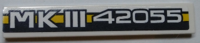 Tile 1 x 6 with 'MKIII 42055' on Dark Blue and Yellow Stripe Pattern (Sticker) - Set 42055