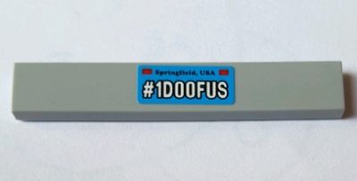 Tile 1 x 6 with 'Springfield, USA' and White '#1D00FUS' Pattern (Sticker) - Set 71016