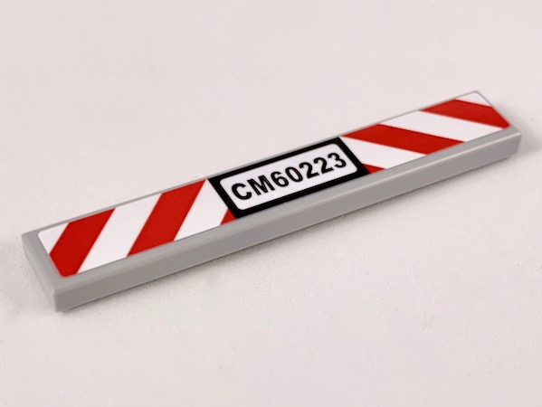 Tile 1 x 6 with 'CM60223' and Red and White Danger Stripes Pattern (Sticker) - Set 60220