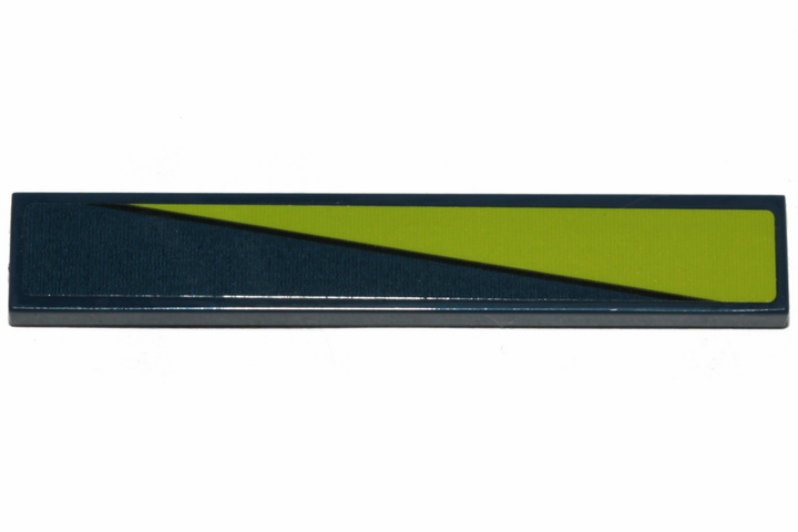 Tile 1 x 6 with Lime Triangle on Dark Blue Background Pattern (Sticker) - Set 70835
