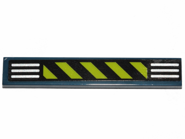 Tile 1 x 6 with Lime Diagonal and White Horizontal Stripes Pattern (Sticker) - Set 70835