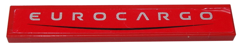 Tile 1 x 6 with Silver 'EUROCARGO' and Curved Black Line on Red Background Pattern (Sticker) - Set 8185