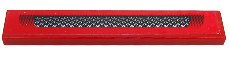 Tile 1 x 6 with Black and Silver Grille on Red Background Pattern (Sticker) - Set 8185