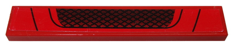 Tile 1 x 6 with Black Grille and Black Lines on Red Background Pattern (Sticker) - Set 8185