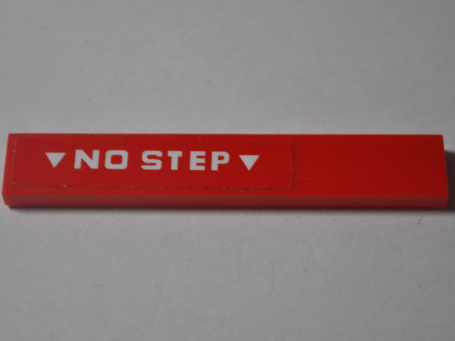 Tile 1 x 6 with 'NO STEP' on Red Background Pattern Model Left Side (Sticker) - Set 76049