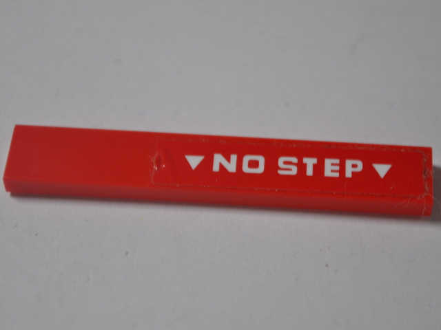 Tile 1 x 6 with 'NO STEP' on Red Background Pattern Model Right Side (Sticker) - Set 76049