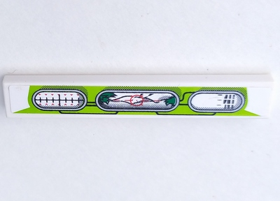 Tile 1 x 6 with Three Displays on Lime Background Pattern (Sticker) - Set 8863