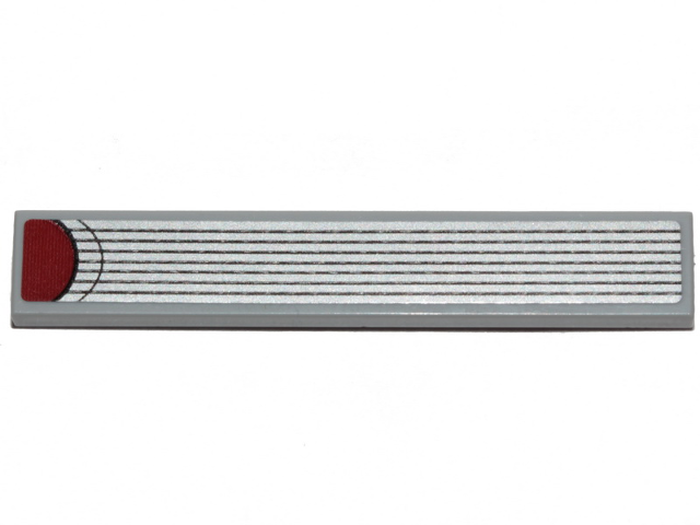 Tile 1 x 6 with SW Landspeeder 7 Black Stripes and Dark Red Semicircle Pattern (Sticker) - Set 75271