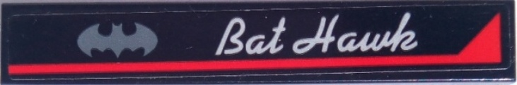 Tile 1 x 6 with Red Stripe, Batman Bat Logo and 'Bat Hawk' Pattern Model Left Side (Sticker) - Set 70915