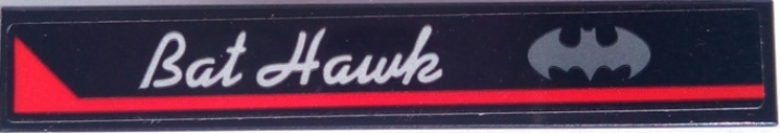 Tile 1 x 6 with Red Stripe, Batman Bat Logo and 'Bat Hawk' Pattern Model Right Side (Sticker) - Set 70915