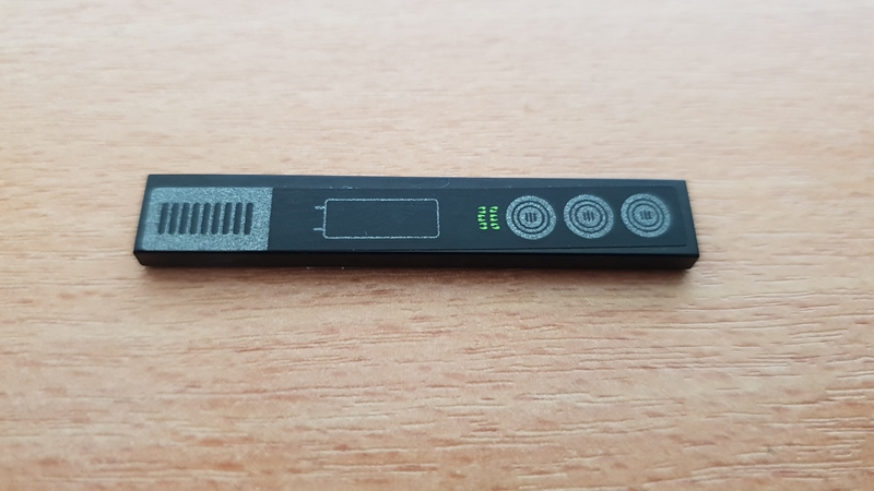 Tile 1 x 6 with Vents, Rectangle, 3 Buttons and Lime Spider Fangs Pattern (Sticker) - Set 70130