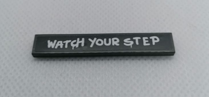 Tile 1 x 6 with 'WATCH YOUR STEP' Pattern (Sticker) - Set 75977