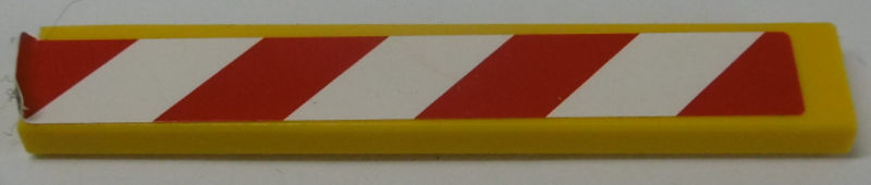 Tile 1 x 6 with Red and White Danger Stripes Pattern Model Left Side (Sticker) - Set 42009