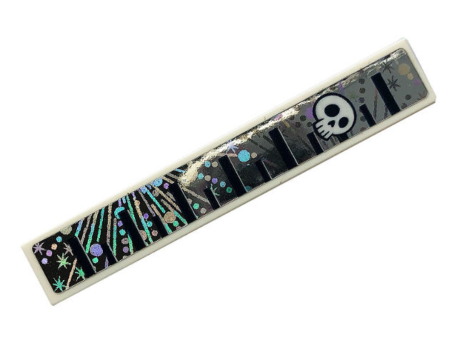 Tile 1 x 6 with Skull and Height Chart Pattern (Sticker) - Set 41375