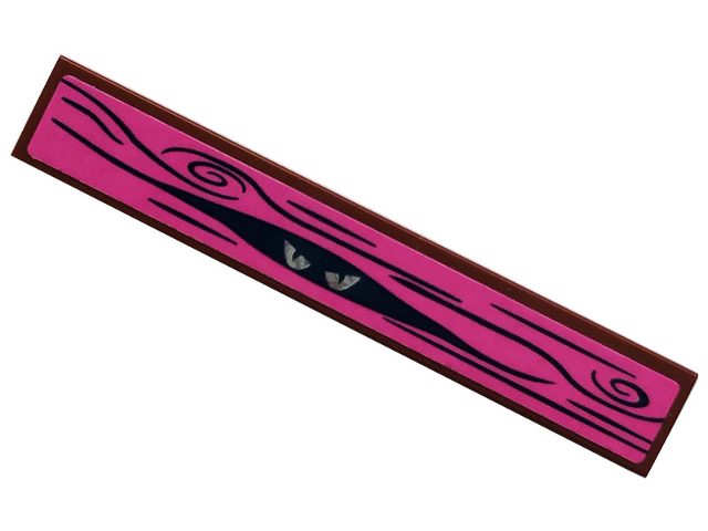 Tile 1 x 6 with Eyes and Wood Grain on Dark Pink Background Pattern (Sticker) - Set 41375