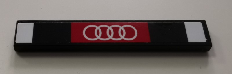 Tile 1 x 6 with White Audi Logo on Red Background Pattern (Sticker) - Set 75872