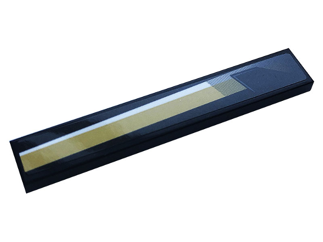 Tile 1 x 6 with Gold and White Stripe and Air Flow Pattern Model Left Side (Sticker) - Set 76899