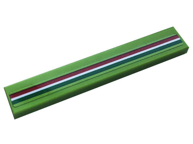 Tile 1 x 6 with Red, White and Green Stripes Pattern (Sticker) - Set 76899