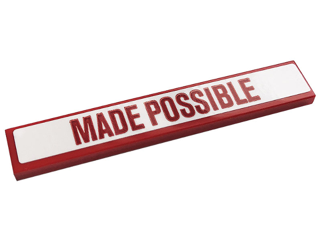 Tile 1 x 6 with Red 'MADE POSSIBLE' on White Background Pattern (Sticker) - Set 10272