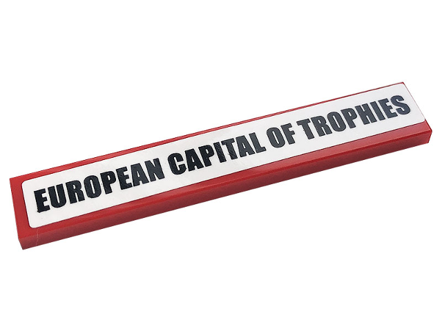 Tile 1 x 6 with Black 'EUROPEAN CAPITAL OF TROPHIES' on White Background Pattern (Sticker) - Set 10272