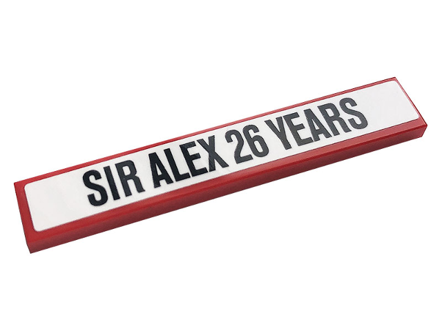 Tile 1 x 6 with Black 'SIR ALEX 26 YEARS' on White Background Pattern (Sticker) - Set 10272