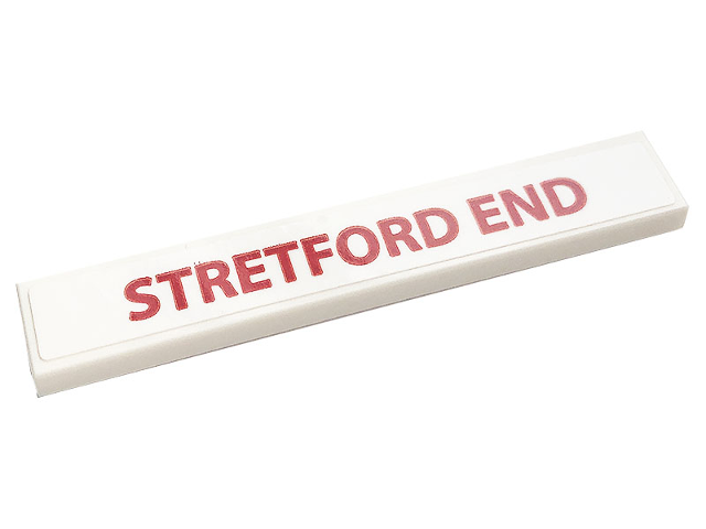 Tile 1 x 6 with Red 'STRETFORD END' on White Background Pattern (Sticker) - Set 10272