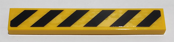 Tile 1 x 6 with Black Danger Stripes on Transparent Background Pattern (Sticker) - Set 76153