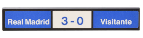 Tile 1 x 6 with Scoreboard '3-0' and White 'Real Madrid' 'Visitante' on Blue Background Pattern (Sticker) - Set 10299