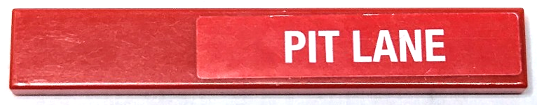 Tile 1 x 6 with White 'PIT LANE' Pattern on Right End (Sticker) - Sets 8144-1 / 8144-2