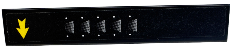 Tile 1 x 6 with Silver Air Vents and Yellow Arrow Pointing Down Pattern Model Left Side (Sticker) - Set 42153