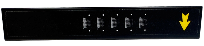 Tile 1 x 6 with Silver Air Vents and Yellow Arrow Pointing Down Pattern Model Right Side (Sticker) - Set 42153