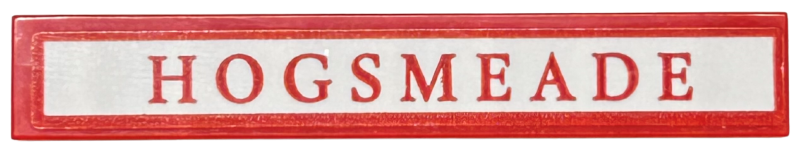 Tile 1 x 6 with Red 'HOGSMEADE' on White Background Pattern (Sticker) - Set 76423