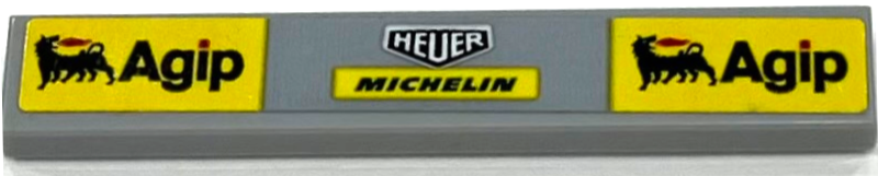 Tile 1 x 6 with Agip, Heuer and Michelin Logo on Yellow Rectangles Pattern (Sticker) - Set 75889