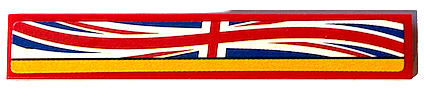 Tile 1 x 6 with United Kingdom Flag (Union Jack) and Yellow Bar Pattern (Sticker) - Set 853914