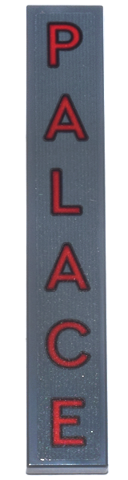 Tile 1 x 6 with Red 'PALACE' with Black Outline Pattern (Sticker) - Set 76271