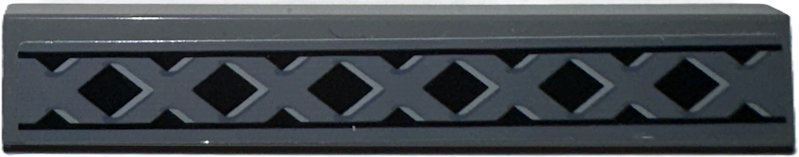 Tile 1 x 6 with X-Shaped Lattice Border with Black Lines, Diamonds and Triangles Pattern (Sticker) - Set 77015