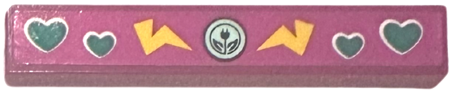 Tile 1 x 6 with Dark Turquoise Hearts, Yellow Lightning Bolts and Light Aqua Electric Vehicle Badge Pattern (Sticker) - Set 41681