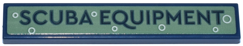 Tile 1 x 6 with Blue 'SCUBA EQUIPMENT' and White Bubbles on Sand Green Background Pattern (Sticker) - Set 910040