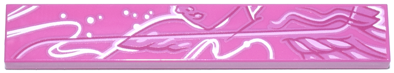 Tile 1 x 6 with White, Magenta and Bright Pink Female Lower Face, Feathers, Curved Lines and Dots Pattern Model Left Side