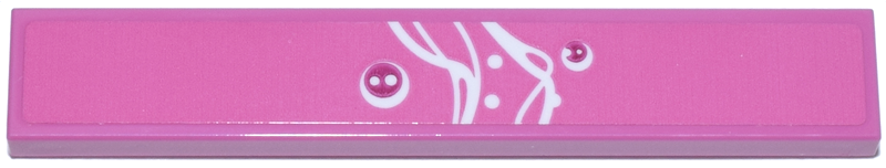 Tile 1 x 6 with White Curved Lines and Dots and Magenta Circles Pattern (Sticker) - Set 77241